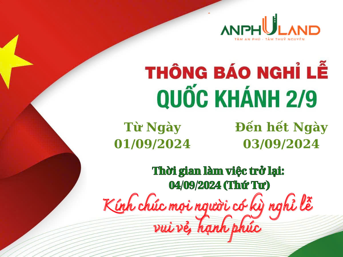 Thông báo nghỉ lễ quốc khánh 02/09/2024